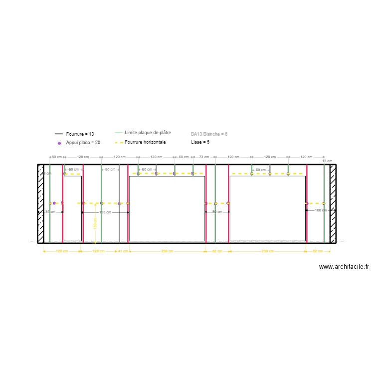 PLAN PLACO FACADE SUD. Plan de 3 pièces et 25 m2