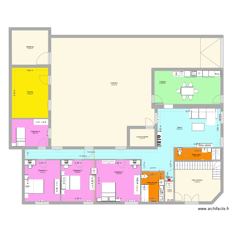 vallères rdc 2. Plan de 14 pièces et 313 m2