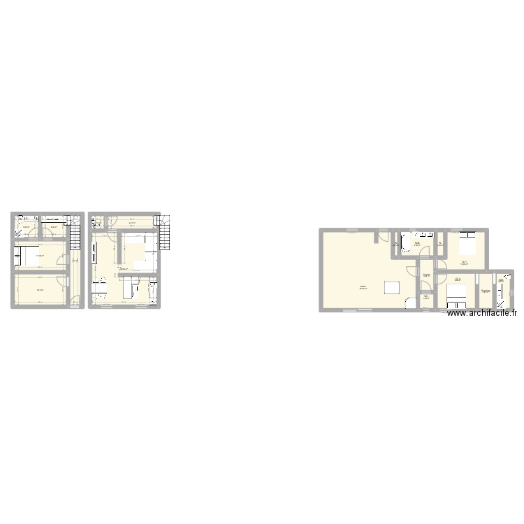 Maison 80 m2. Plan de 18 pièces et 151 m2