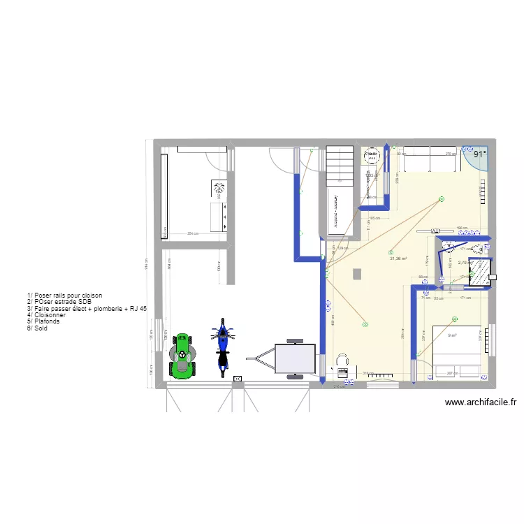 Garage avec sdb. Plan de 
