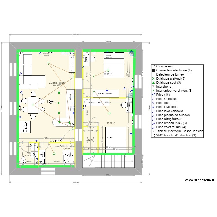 22/08/2022 R+1 -1. Plan de 7 pièces et 105 m2