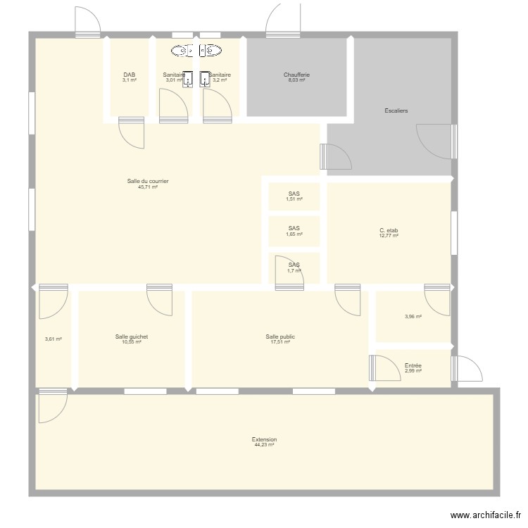 PM projet coudoux V0. Plan de 16 pièces et 178 m2