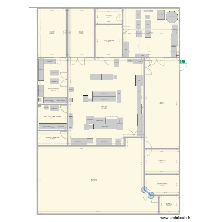 plan atelier modif tribo. Plan de 16 pièces et 462 m2