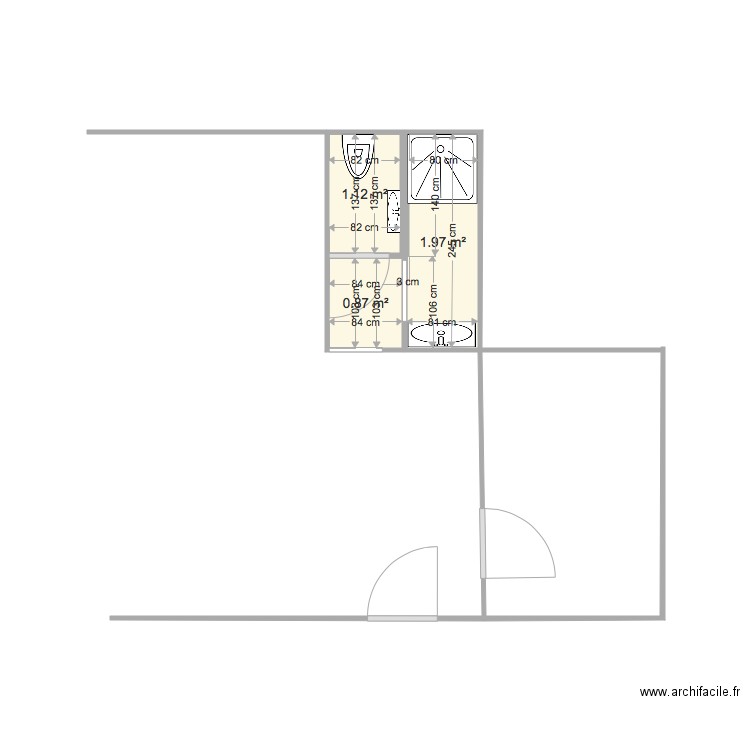 sdb haut. Plan de 0 pièce et 0 m2