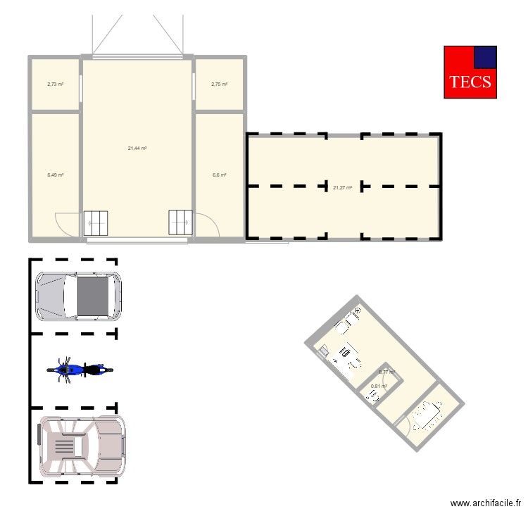 PRIVER. Plan de 8 pièces et 71 m2