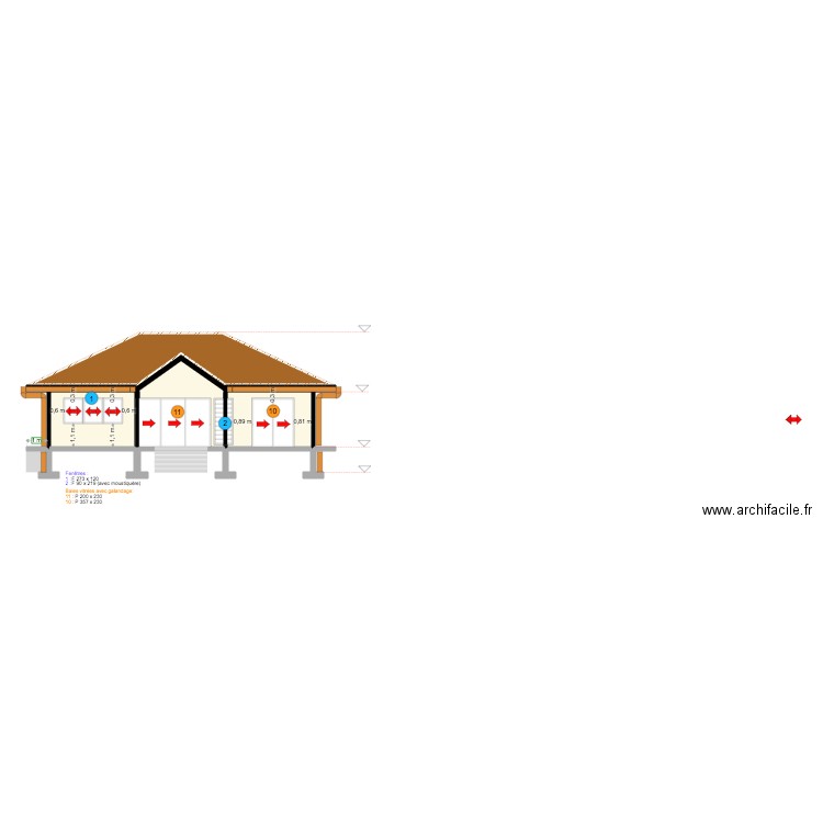 Facade Avant Aluminum . Plan de 5 pièces et 51 m2