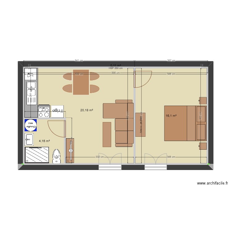 Bergerie . Plan de 4 pièces et 41 m2