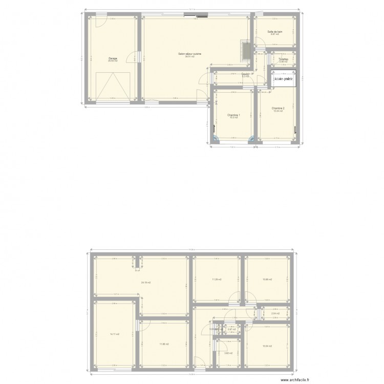 Réunion voisine. Plan de 18 pièces et 195 m2