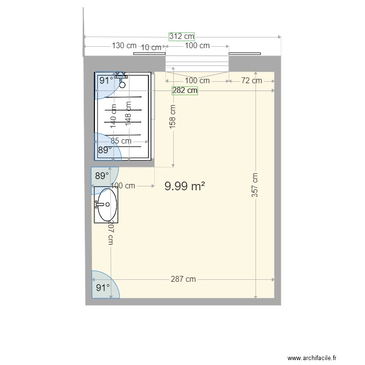 MERCIER. Plan de 1 pièce et 10 m2