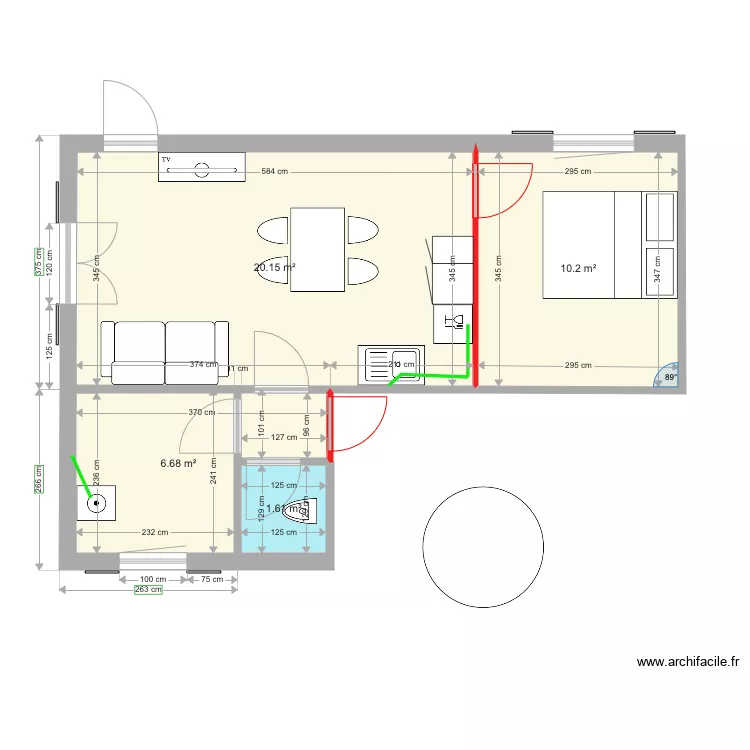 Appartement Location V 3 pieces 35 m2. Plan de 