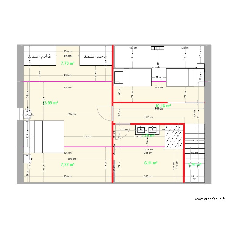 Etage garage BC. Plan de 7 pièces et 51 m2