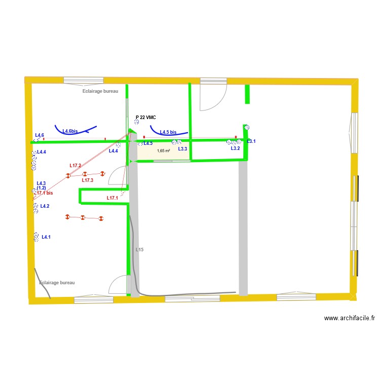 Mezzanine elec. Plan de 1 pièce et 2 m2