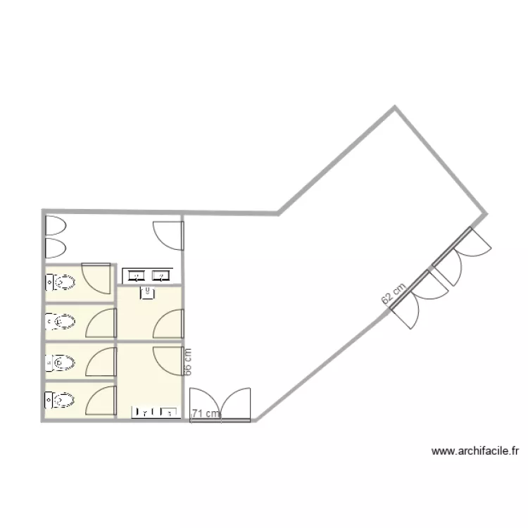 entr&eacute;e sanitaire cantine. Plan de 