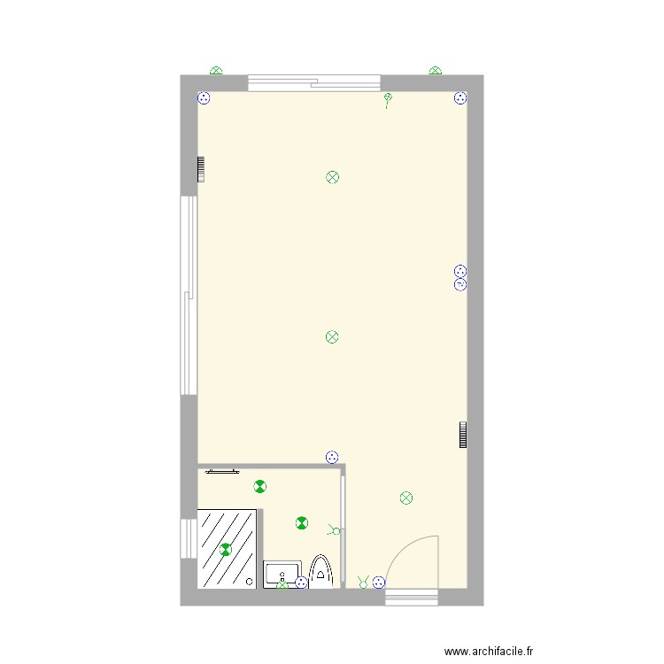 GUILLAUME RDC. Plan de 2 pièces et 30 m2