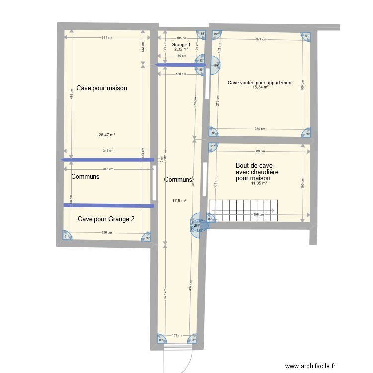 Caves Bonneville Thuet. Plan de 5 pièces et 73 m2