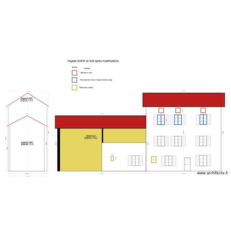 Façades st Geoirs façades OUEST et SUD modifiées. Plan de 0 pièce et 0 m2