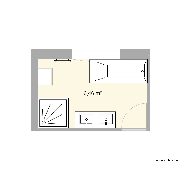 salle de bain. Plan de 1 pièce et 6 m2