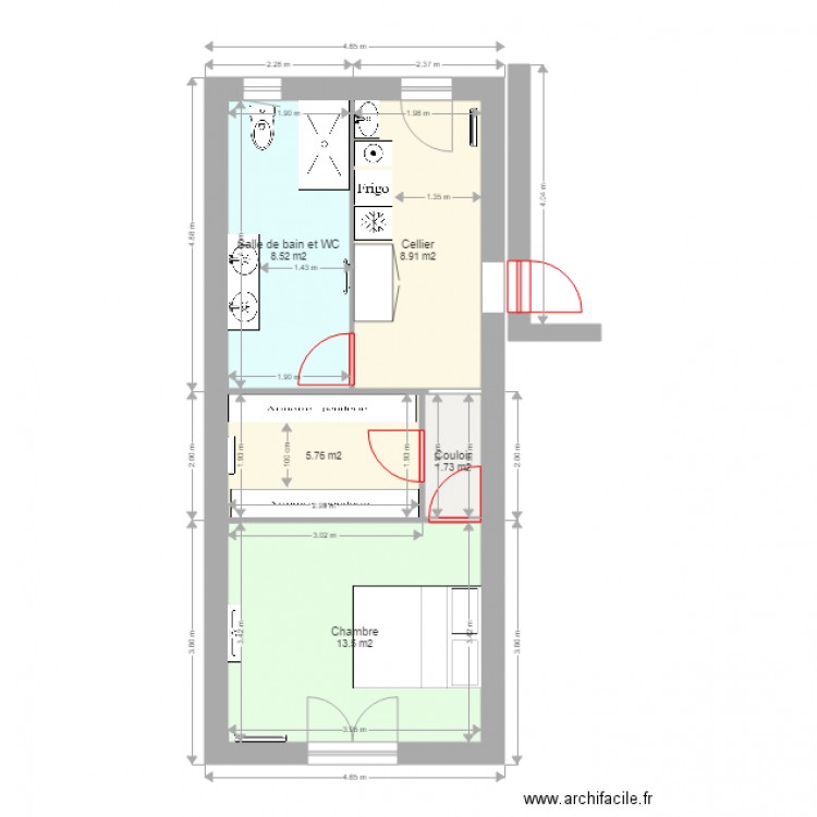 extension 4 pièces 1. Plan de 0 pièce et 0 m2