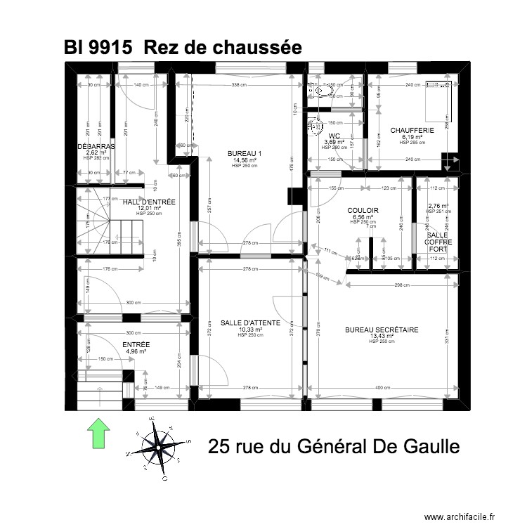BI 9915. Plan de 21 pièces et 251 m2