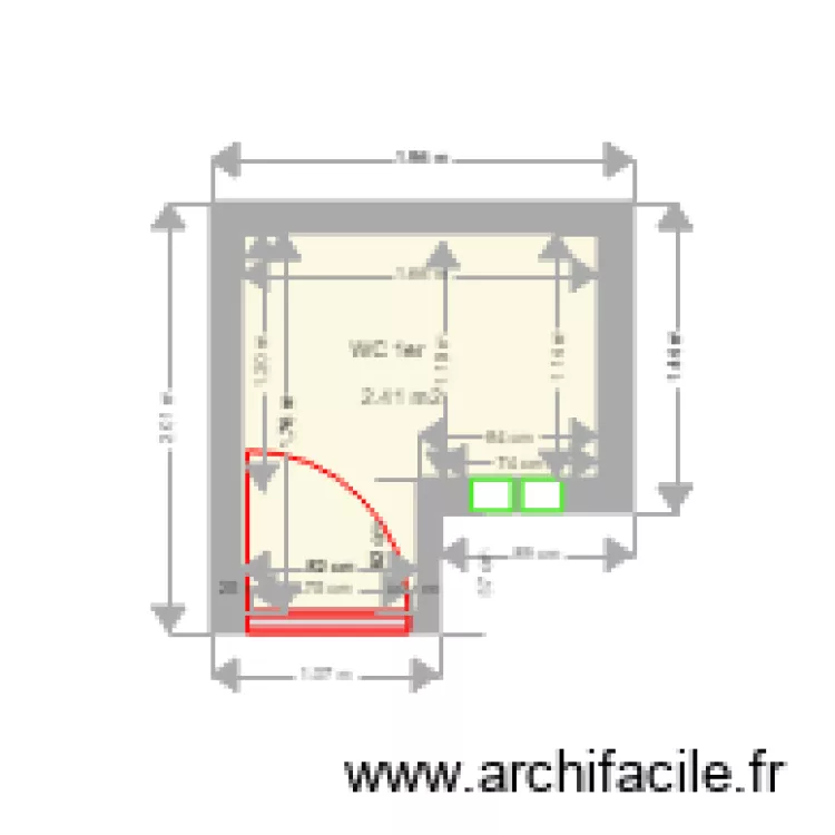 wc sanitaire 1er. Plan de 