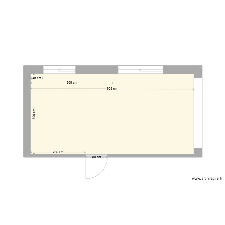 CUISINE VIDE. Plan de 1 pièce et 18 m2