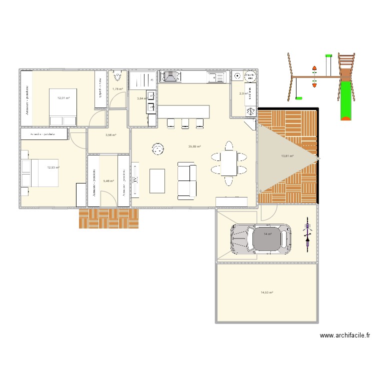 projet 2023. Plan de 11 pièces et 121 m2