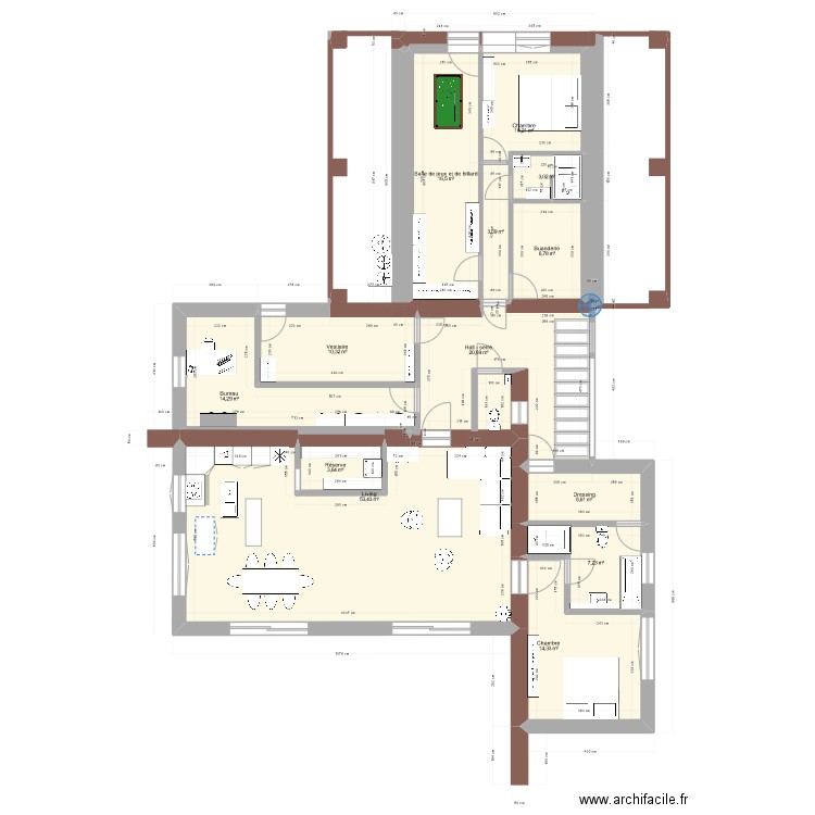 Projet 2 Officiel bis. Plan de 13 pièces et 170 m2