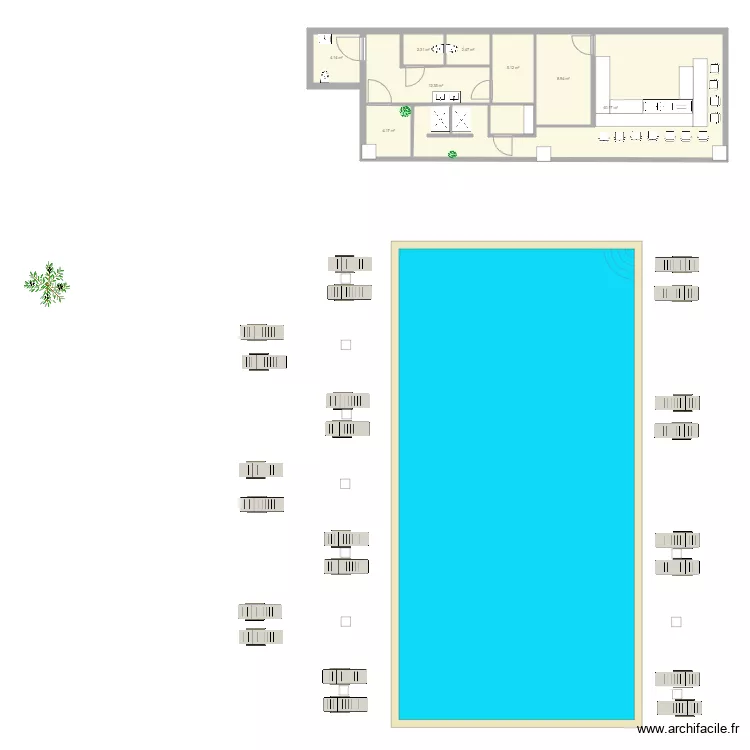 Poolhouse Ana&iuml;s avec cuisine. Plan de 