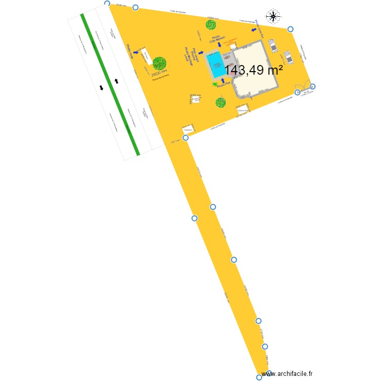 Pleine Terre. Plan de 1 pièce et 143 m2