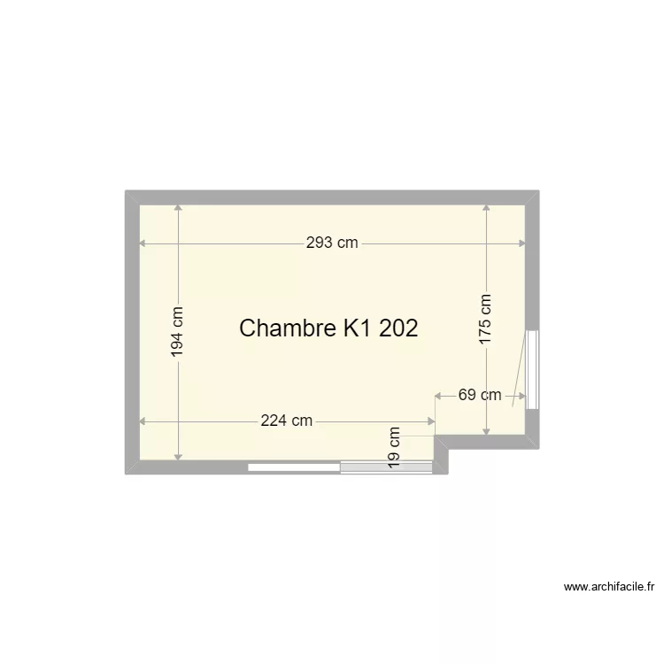 Chambre K1 202. Plan de 