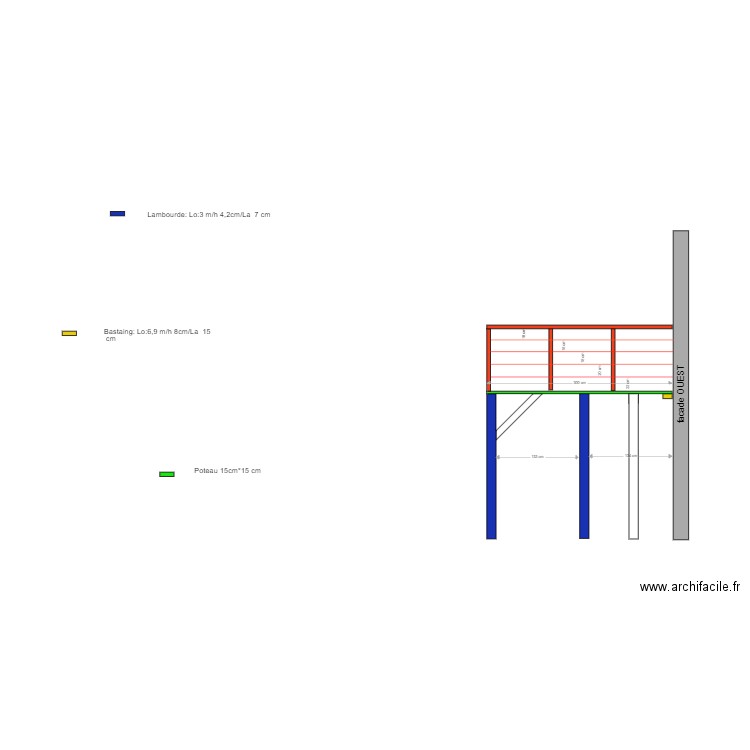 vue  structure sud terrasse. Plan de 0 pièce et 0 m2