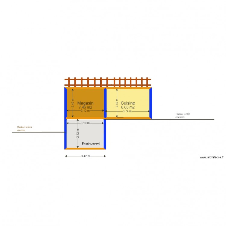 Vue de côté petite maison sous sol arrière. Plan de 0 pièce et 0 m2