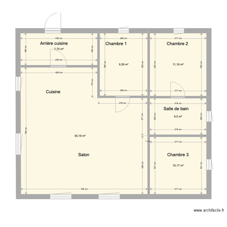 Plan Trégunc. Plan de 6 pièces et 90 m2