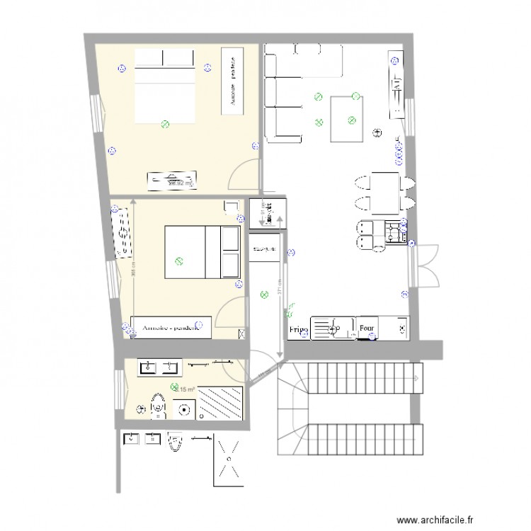 f3 1er etage cuisine ilot cen tral bis. Plan de 0 pièce et 0 m2