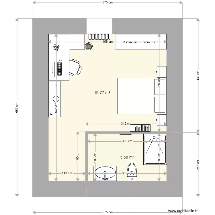 chambre Matis Petit Logis. Plan de 