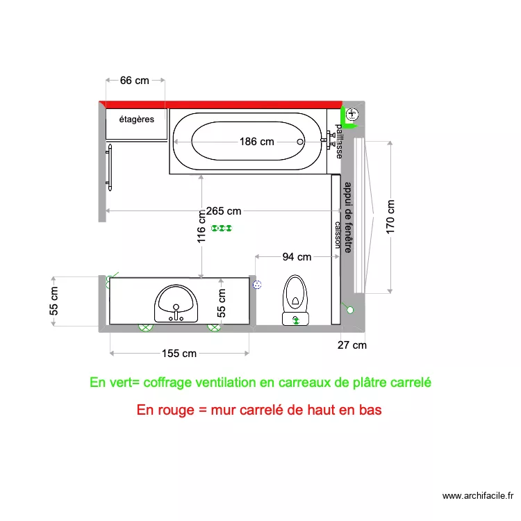 SDB étage 10 mars 2022 une vasque. Plan de SDB étage 10 mars 2022 une vasque. Plan de