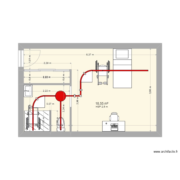 ZELL Jean LUC rail salle de bain. Plan de 3 pièces et 25 m2