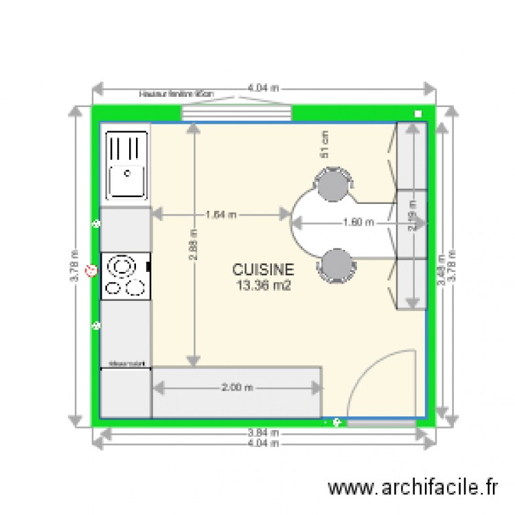 CUISINE EQUIPEE. Plan de 0 pièce et 0 m2