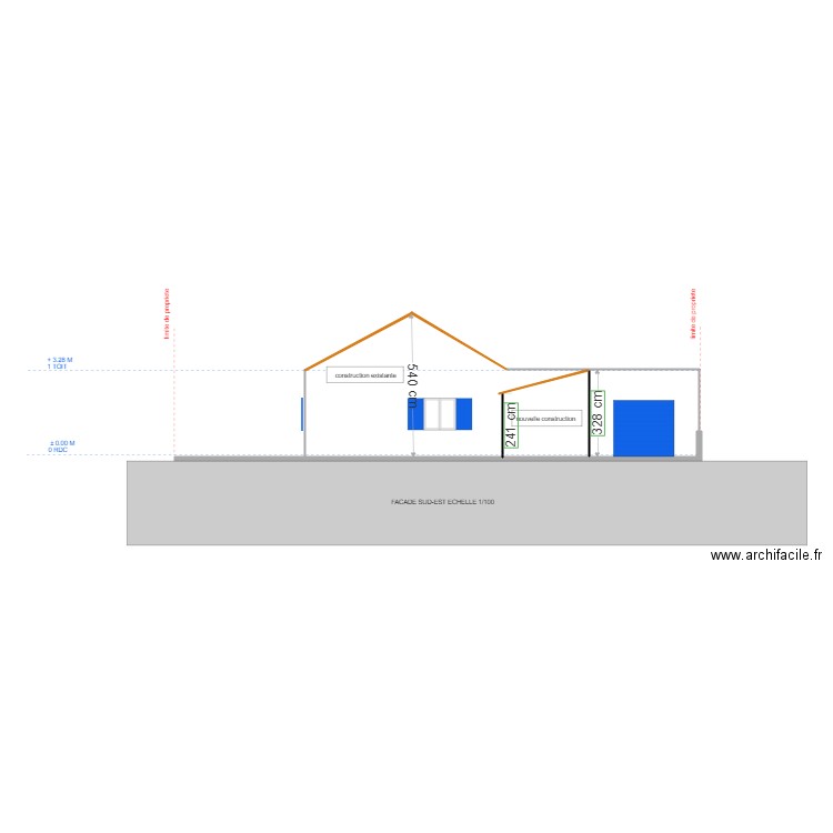 facade sud est 1. Plan de 0 pièce et 0 m2