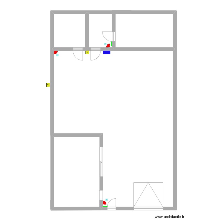 Coubertin Peinture. Plan de 2 pièces et 35 m2