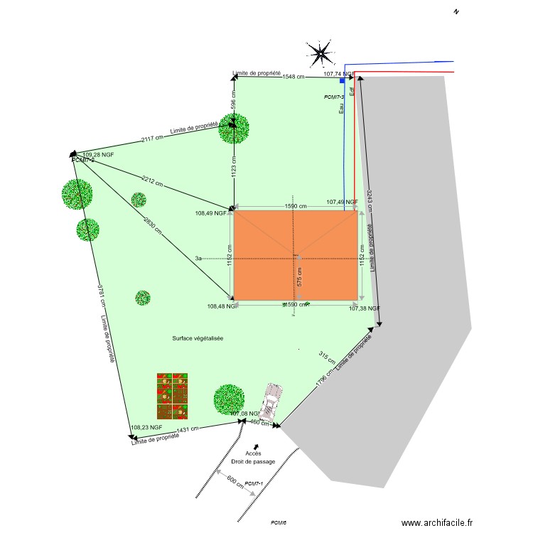 PLAN DE MASSE DU PROJET 3-2. Plan de 1 pièce et 161 m2