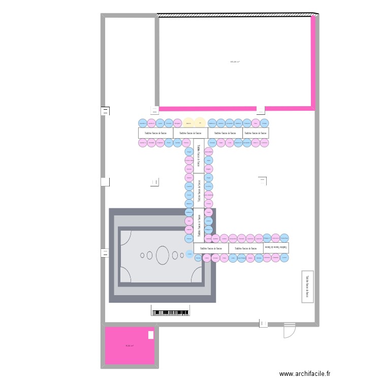 Plan de table mariage. Plan de 2 pièces et 75 m2