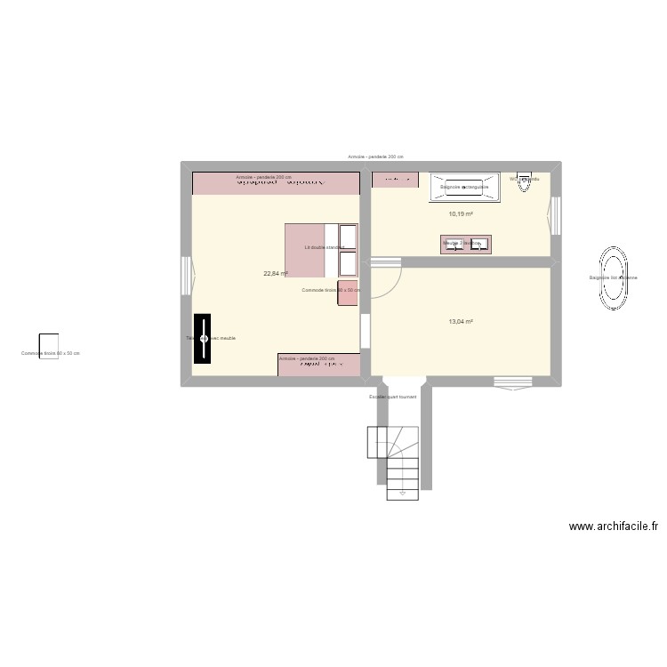 boris 1etage ....... Plan de 3 pièces et 46 m2