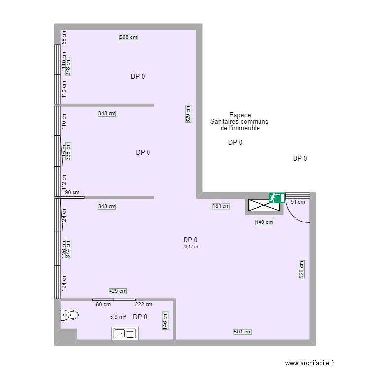 CABINET D'OPHTALOMOLOGIE AVANT TRAVAUX. Plan de 4 pièces et 80 m2