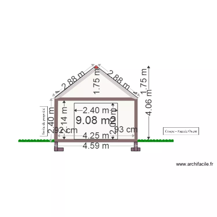 garage coupe ouest. Plan de 