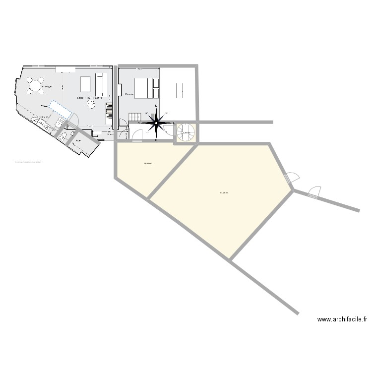 Antoine Immeubles industriels. Plan de 3 pièces et 81 m2