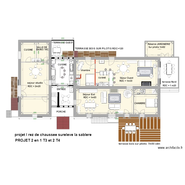 plan masse rez de chaussée avril 2022. Plan de 4 pièces et 172 m2