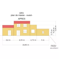 plan de coupe -ouest- dependance &agrave; rehausser avec cotes