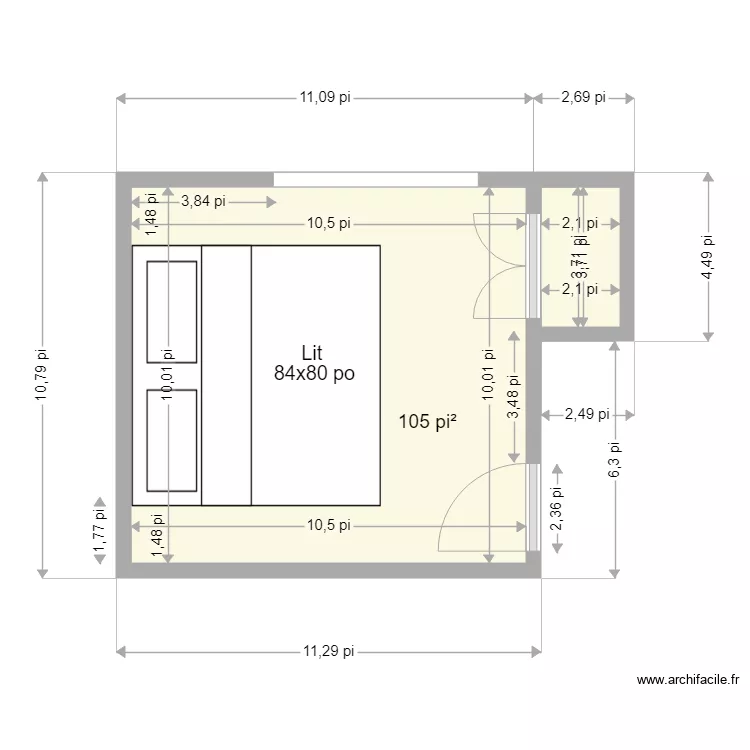 chambre maitre. Plan de 