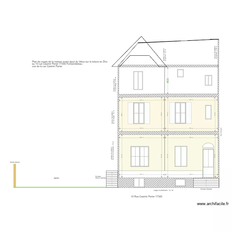 plan de coupe maison 2 etages avant Velux. Plan de 